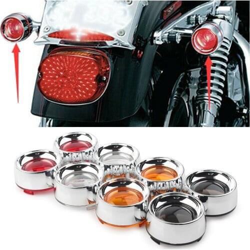 Bullet Motorcyle Turn Signal Amber Lens Chrome Trim Ring Bezels Visor For Harley Touring Dyna Softail Sportsters 2Pcs