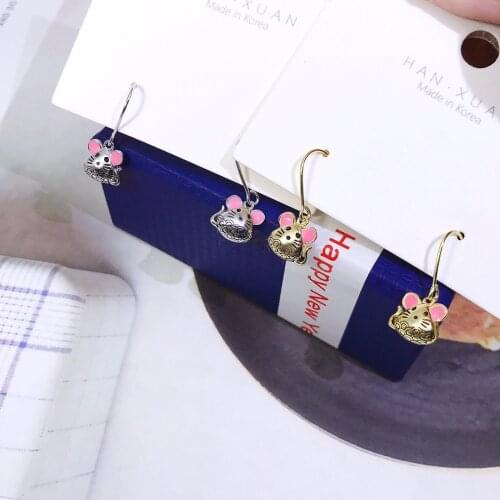 Chinese Style Blessing Mouse 2020 Lucky Rat Year S925 Sterling Silver 925 Original Fortune Dangle Earrings Luxury Drop Ear Hoop