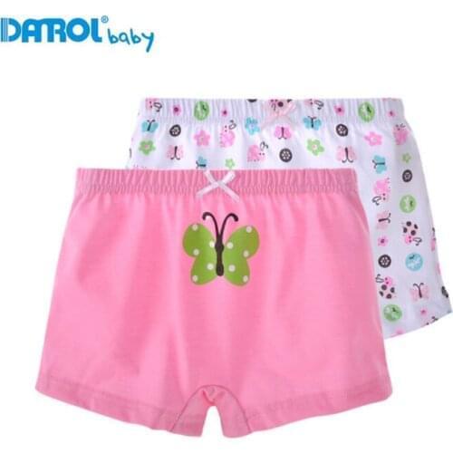 Girls Underwear 2 Pcs / Lot 100% Cotton Boxer Briefs Kids Panties Lovely Cartoon Panties Childrens Underwear