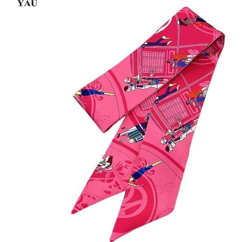 2020 New Design Spring Skinny Scarf Women Luxury Brand Cartoon Lover Bag Scarves Summer Neckerchief Silk Scarf For Ladies