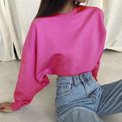 Autumn Winter Women Pullovers Warm top Thicken Pullover Female Solid color crop tops Long-sleeved streetwear 2021 New Fashion