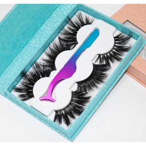 Fluffy 25mm Mink Eyelashes With Curlers Eyelash Extensions Kit Diamond Eyelash 3D Real Mink Lashes Vendor Custom Packaging