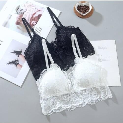 Sexy lingerie Women Sexy Lace Bralette Camis Vest Have A Chest Pad Wearing Sports Floral Underwear brassiere Fashion femme