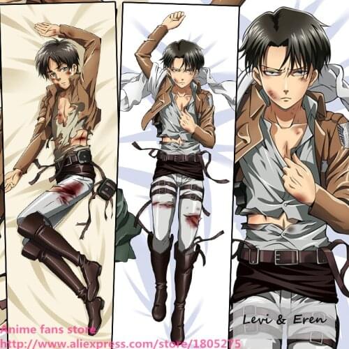 Cool Japanese Anime Attack on Titan Levi & Eren BL Male Pillowcase Pillow Case Cover decorative Hugging Body Bedding
