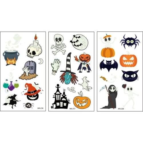 Halloween Luminous Tattoo Stickers Waterproof Temporary Fake Tattoos Glow Paste on Face Arm Leg for Children Body Art Sticker