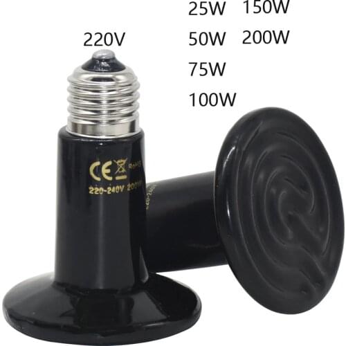 Pet Reptile Far Infrared Ceramic Heating Lamp 220V Heat Emitter Light Bulb 25W 50W 75W 100W 150W 200W