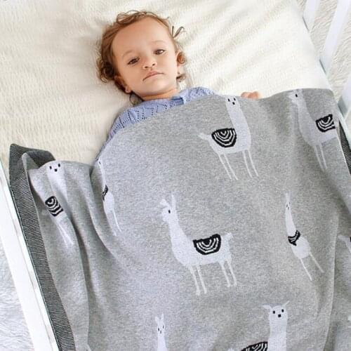 New 2020 Infant Baby Boy Girl Alpaca Printing Knit Blanket Autumn Winter Newborn Baby Quilt Boys Girls Hold Blanket