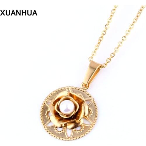 XUANHUA Wholesale Fashion Jewelry Accessories Necklaces Pendants Jewellery Chain Rose Pearl Necklace Choker Valentines Day Gift