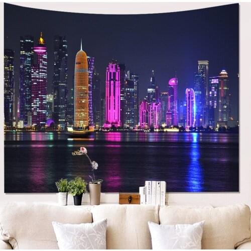Zeegle City Night Scene Printed Tapestry Wall Haning Mandala Geoblin Bedspread Blanket Dorm Home Decor Table Cloth Sofa Cover
