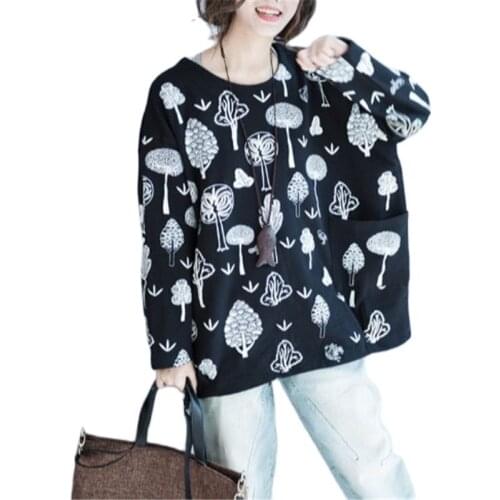 Plus Size Womens Oversize Tops Autumn Fashion Casual Loose Sweatshirt T-Shirt Batwing Long Sleeve Print Shirt Blusas Femininas