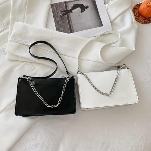 Casual Solid Chain Underarm Shoulder Bags For Women Fashion PU Leather Simple Pure Color Ladies Daily Small Shoulder Handbags