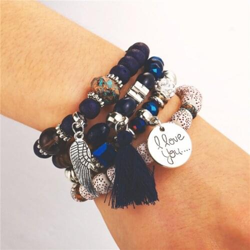 Crystal Bead Bracelets for Women Vintage Bracelet Female Jewelry Tassel Natural Stone Charms Wristband Gift Pulseira Feminina