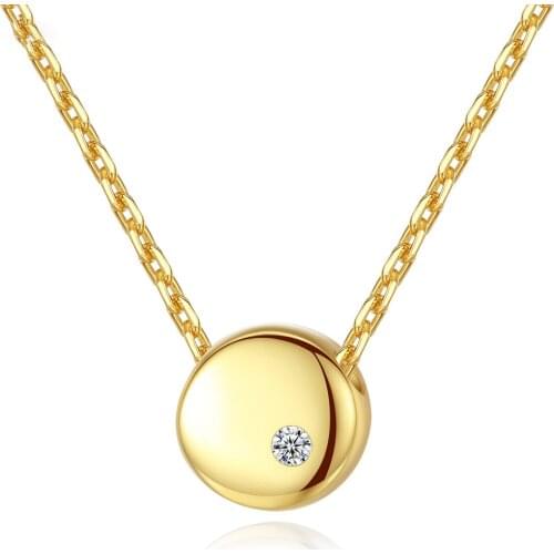 S925 Sterling Silver Single Zirconium round Bean Fashion Simple Pendant Womens Necklace