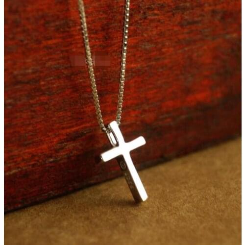 Beautiful Silver Religious Cross Women Kid Pendant Necklace 17"