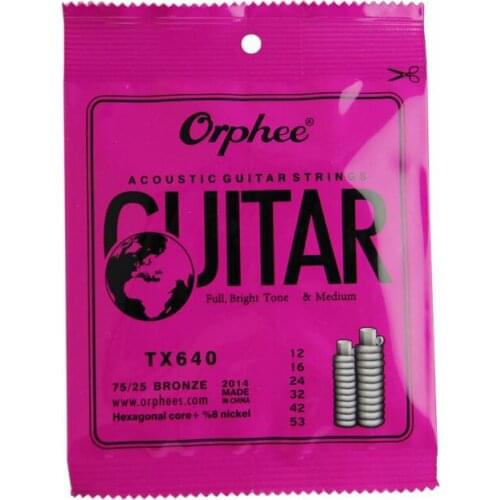 10 Sets Orphee TX640 Colorful Ball-End Phosphor Bronze Acoustic Guitar Strings Light (012-053)