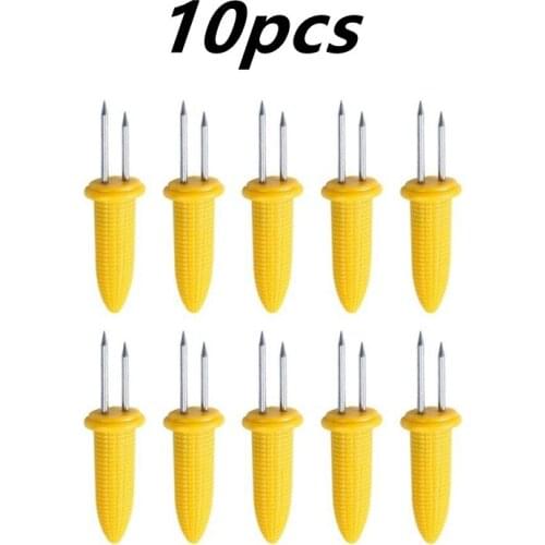 10 Pcs Stainless Steel Corn On The Cob Holders Set For Skewers BBQ Twin Prong Sweet Corn Holder For Kitchen Cooking Party Tool