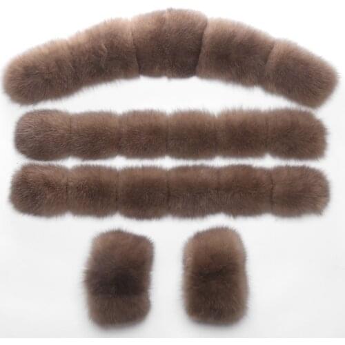 100% Real Fur Collar Cuffs Big Natural Raccoon Fur Fox Fur Winter Fashion