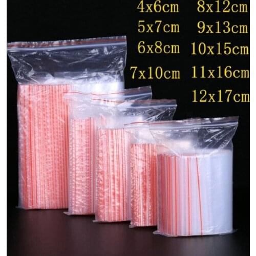 100Pcs/Batch 0.05mm Zipper Lock Reclosable Plastic Vacuum Transparent Storage Bag