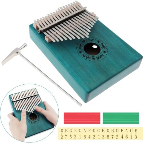 17 Key Kalimba Single Board Mahogany Thumb Piano Mbira Natural Mini Keyboard Instrument with Accessories for beginners