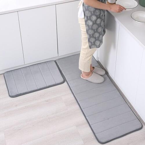 2Pc Thick Floor Mat Soft Rebound Kitchen Carpets Stripes Doormats Non Slip Absorbent Kitchen Rugs Bathroom Mat Set 40X60 40X120