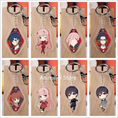 20 pcs/lot DARLING in the FRANXX Acrylic Keychain Toy Figure Zero Two Ichigo Bag Pendant Key Ring Gifts