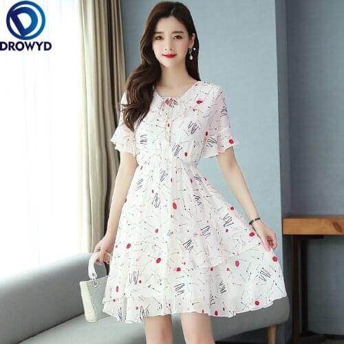 2021 White Floral Chiffon Midi Dresses Spring Summer Print Plus Size Vintage Runway Dresses Women Bodycon Party Elegant Vestidos