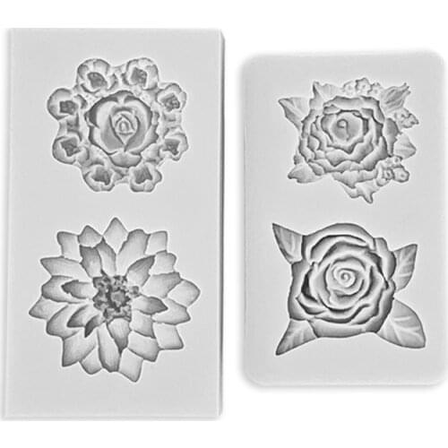 Rose Flower 3D Silicone Molds Wedding Cupcake Topper Fondant Cake Decorating Tools Soap Resin Clay Candy Chocolate Mold 1Pc