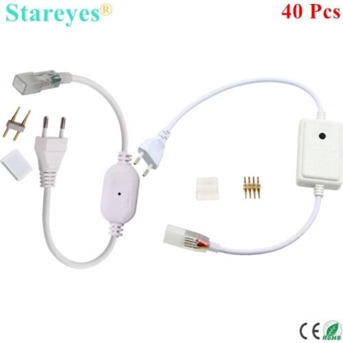 40 Pcs 220V EU plug Power controller Supply Lighting Transformer driver for SMD 3014 5050 2835 5630 RGB single color LED Strip