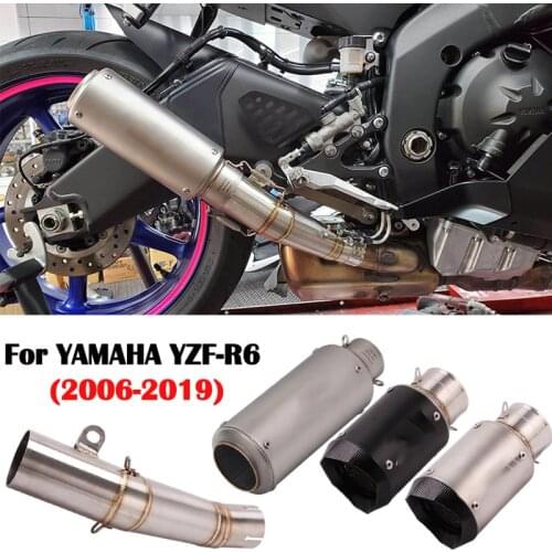 61MM Motorcycle Mofidy Exhaust Escape Moto Modified Connection Mid Middle Pipe With DB Killer For YAMAHA R6 YZF-R6 2006-2020 R6