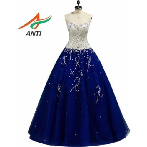 ANTI Noble Royal Blue Quinceanera Dress Beaded Sweetheart Crystal Shimmering Tulle Ball Gown For 15 Years Sweet 16 Princess