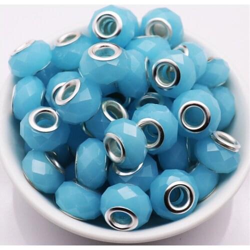 New 10Pcs Cut Face Beads Round Core Large Hole Spacer Beads fit Pandora Bracelet Bangle Earring Curtains for DIY Jewelry Making