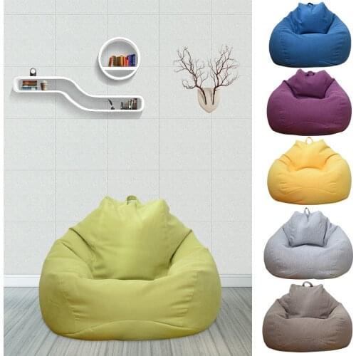 Lazy Sofa Cover Solid Chair Covers Without Filler Linen Cloth Lounger Seat Bean Bag Pouf Puff Couch Tatami Living Room Beanbags