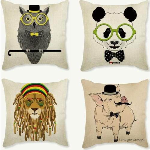 Owl Panda Animal Cushion Throw Pillows Lion pig Printing Home Decoration Sofa Car Chair Children Bedroom Pillowcase almofadas