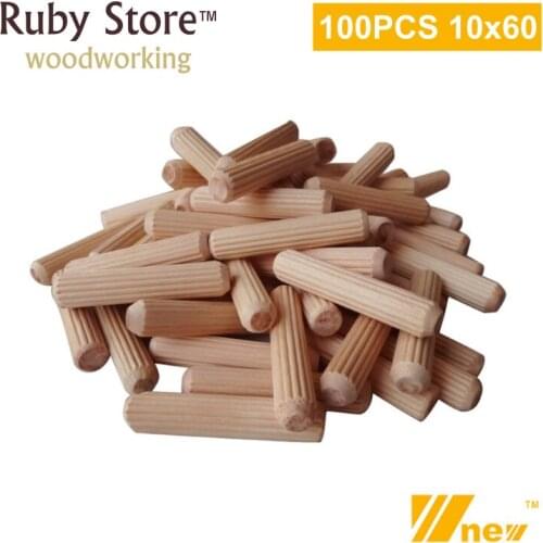 10mm X 60mm, 100PCS/LOT Dowelling Jig Kits Ramin Fluted Wooden Wood Dowel Dowels Grooved Pin