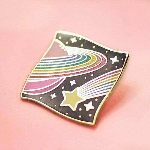 Rainbow Glitter Space Planet Galaxy Enamel Brooch Pin Hat Bag Collar Lapel Pins Badges Women Mens Fashion Jewelry Accessories