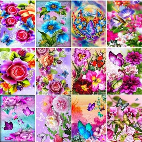 Evershine 5D DIY Diamond Painting Flower Full Square Round Diamond Embroidery Butterfly Cross Stitch Mosaic Home Decoration