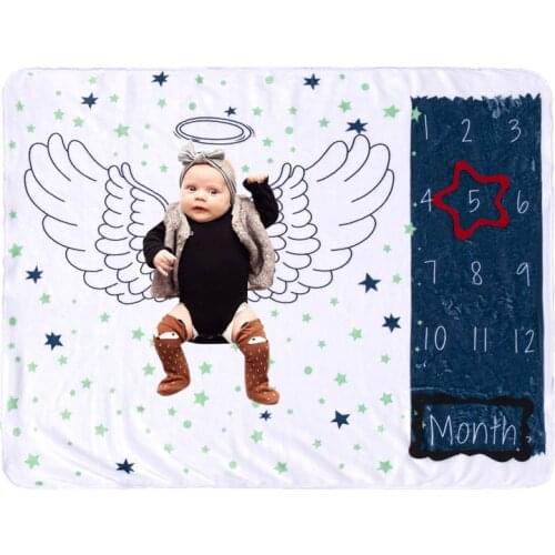Flannel Newborn Blankets Swaddle Wrap Infant Baby Monthly Milestone Photo Props Background Baby Boy Girl Photo Accessories