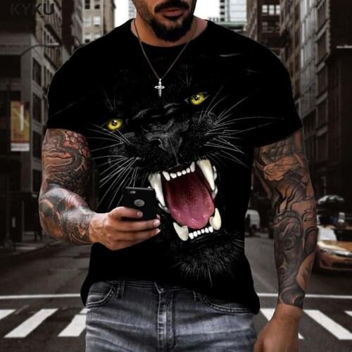 KYKU Lion T shirt Men Galaxy T-shirts 3d Universe Funny T shirts Animal Tshirts Casual Short Sleeve Hip hop Casual Tops Style