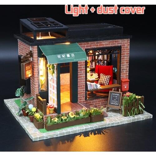 Toys For Children Gift Doll House Miniature With Furniture DIY Wooden Miniaturas Dollhouse With Lights CENTURY BOOKSTORE C008