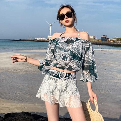 Summer New Printed Split Swimsuit Vacation Style Sexy Bikini Ladies High Waist Womens Swimming Suit