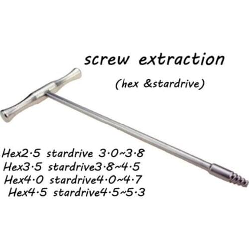 Medical orthopedic instrument screw extraction screw puller Slip extractor T shap handle Six angle plum blossom Reverse thread