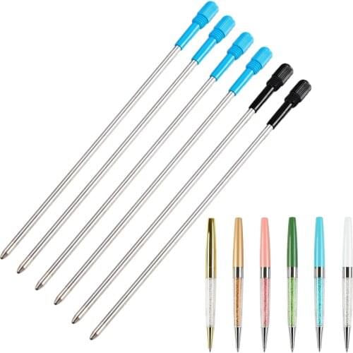 5pcs/lot Metal Crystal Pen Refill Diamond Ballpoint Pen Refill student pen rod cartridge core ink recharge black blue ink 10.6cm
