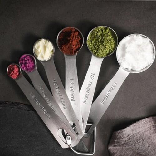 Multipurpose 304Stainless Steel Measuring Spoon Coffee Powder Spice Measure Scoop 6pcs/set Kitchen Baking Tools