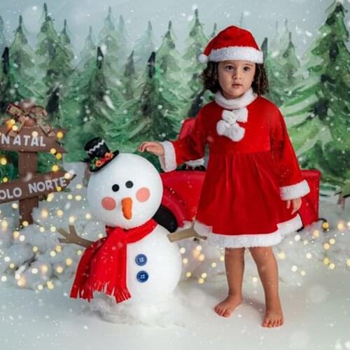 Fashion Christmas Dress Girl Winter Clothes And Hat Xmas Party Princess Dresses For Kids Girl Baby Dress Christmas Clothes 1-4T