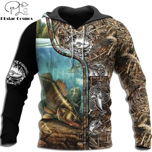 Fashion Animal hoodies Walleye Fishing 3D All over Printed Sweatshirt Hoodie Harajuku Streetwear Unisex Casual Tracksuit DW0124