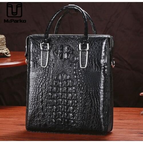 McParko Crocodile Briefcase Men Business Bag Genuine Leather Shoulder Bag Briefcase Men Hand Bag Brown Black