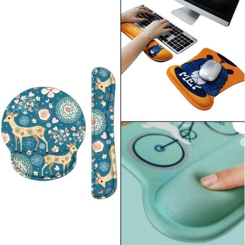 Soft Mouse Wrist Rest Support & Keyboard Wrist Rest Pad Non-Slip Rubber Base for Computer Office Home Easy Typing Colorful
