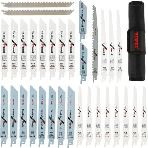 32 Pcs Jig Saw Blades Set Reciprocating Saw Blades for Wood Plastic Metal Cutting Saw Blades Made Power Tools Accessories