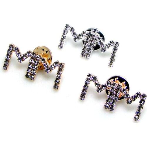 New rhinestone MM letters lapel pin brooch snap button fashion ornament jewelry accessories 3pcs lot