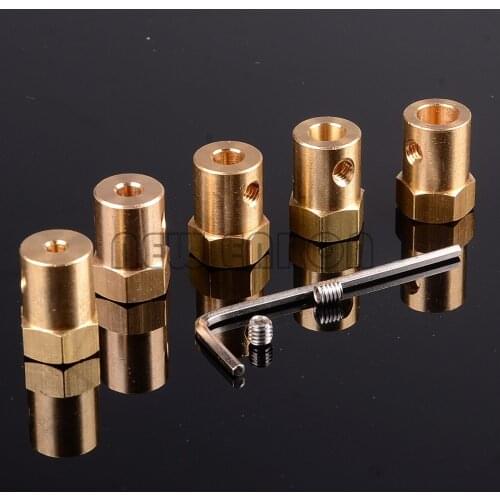 NEW ENRON Brass Shaft Couplings Coupler 3/4/5/6/7/8MM Motor 12MM Hex connector DIY Screws